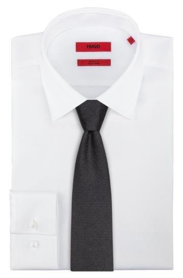 Krawaty HUGO Silk Jacquard Czarne Męskie (Pl55365)